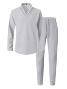 Elevate your loungewear with our Men's Waffle-Knit Long Sleeve Top and Pants Set. Available in a variety of classic colors and sizes, this set combines comfort and style for any occasion. Stay cozy and stylish all year round with our high-quality waffle-knit fabric.