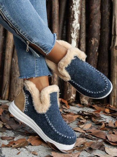 Experience ultimate comfort and style with our Furry Suede Round Toe Flat Sneakers! These sneakers feature a soft, cozy furry exterior that will keep your feet warm and fashionable. Perfect for any occasion, elevate your outfit with these versatile and trendy sneakers.
