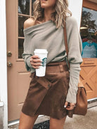 This Full Size One-Shoulder Ribbed Sweater fits your curves with soft ribbed fabric and a fun one-shoulder style. Wear it alone or layer it for playful comfort and style.