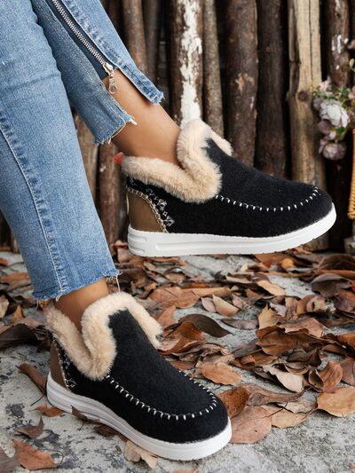 Experience ultimate comfort and style with our Furry Suede Round Toe Flat Sneakers. Keep your feet warm and fashionable with the soft and cozy furry exterior. Elevate any outfit for everyday wear or a night out. Be confident and stylish with every step!