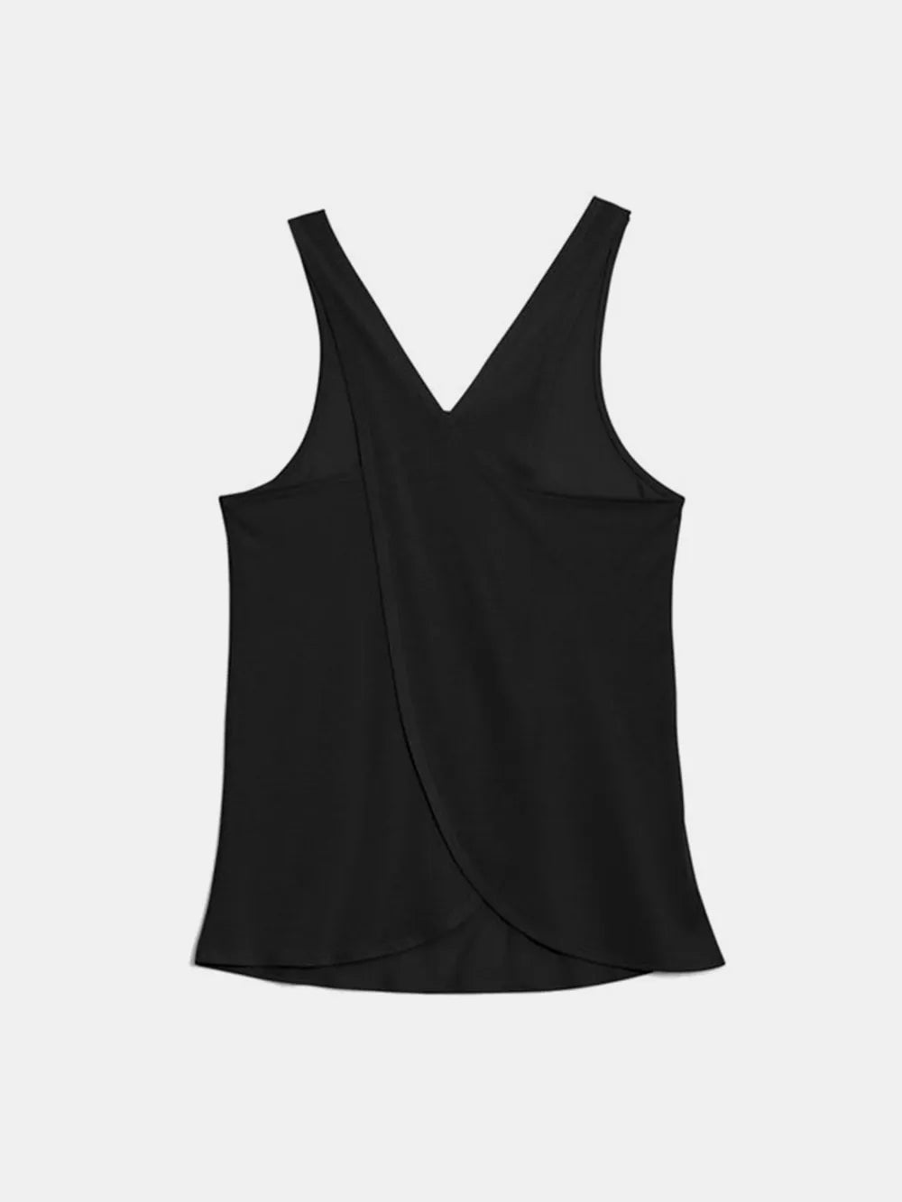 Black sleeveless top on a white background