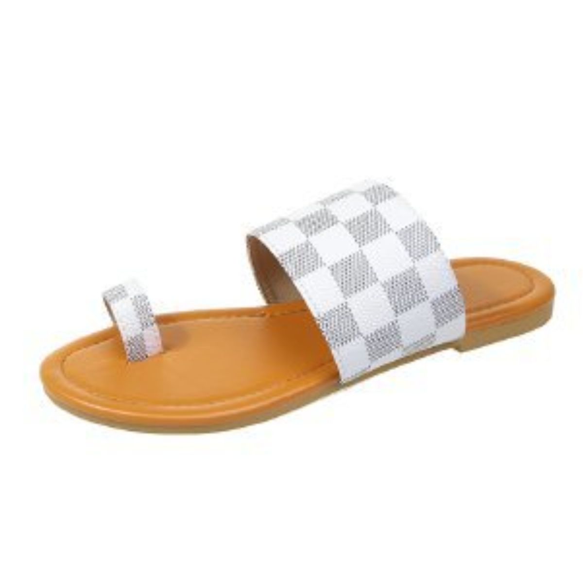 Introducing our new Checkered Toe Loop Sandals! With a trendy and versatile design, these sandals are perfect for any outfit. The toe loop provides extra support, while the checkered pattern adds a touch of chic. Say goodbye to uncomfortable shoes and hello to stylish and comfortable footwear!