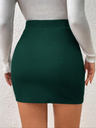 DArk Green Honey Ruched Elastic Waist Skirt by Cruisin Essentials.