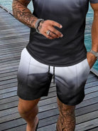 Experience style and comfort with our Men's Full Size Gradient Collared Neck Top and Shorts Set Plus Size. The gradient design adds a fashionable touch to this versatile set, making it awesome for any occasion. Stay cool and confident in the lightweight fabric and flattering fit. Available in plus sizes.