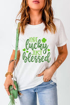 Positivity starts today with your Cruisin Essentials Blessed Tee.
Embrace positivity with our NOT LUCKY JUST BLESSED t-shirt. Spread good vibes!