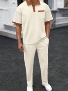 Experience comfort and style with our Men's Full Size Waffle-Knit Contrast Polo and Pants Set, now available in Plus Size. Choose from a variety of colors, including black, gray, beige, white, and blue. The waffle-knit fabric provides ultimate comfort and the contrast design adds a touch of modern flair. Upgrade your wardrobe today!