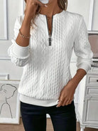 Cruisin Essentials Texture Long Sleeve Sweater shirt. Lightweight textile materials with a half zipper.