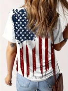 The American Flag V-Neck Short Sleeve T-Shirt offers a premium blend of comfort and patriotic style. Crafted from soft, breathable materials, it ensures a comfortable fit throughout the day. The V-neck cut provides a modern, flattering silhouette, while the detailed American flag design delivers a bold statement of national pride. Ideal for casual wear, holidays, or community events, this t-shirt combines durability with a refined look for confident, everyday patriotism.

