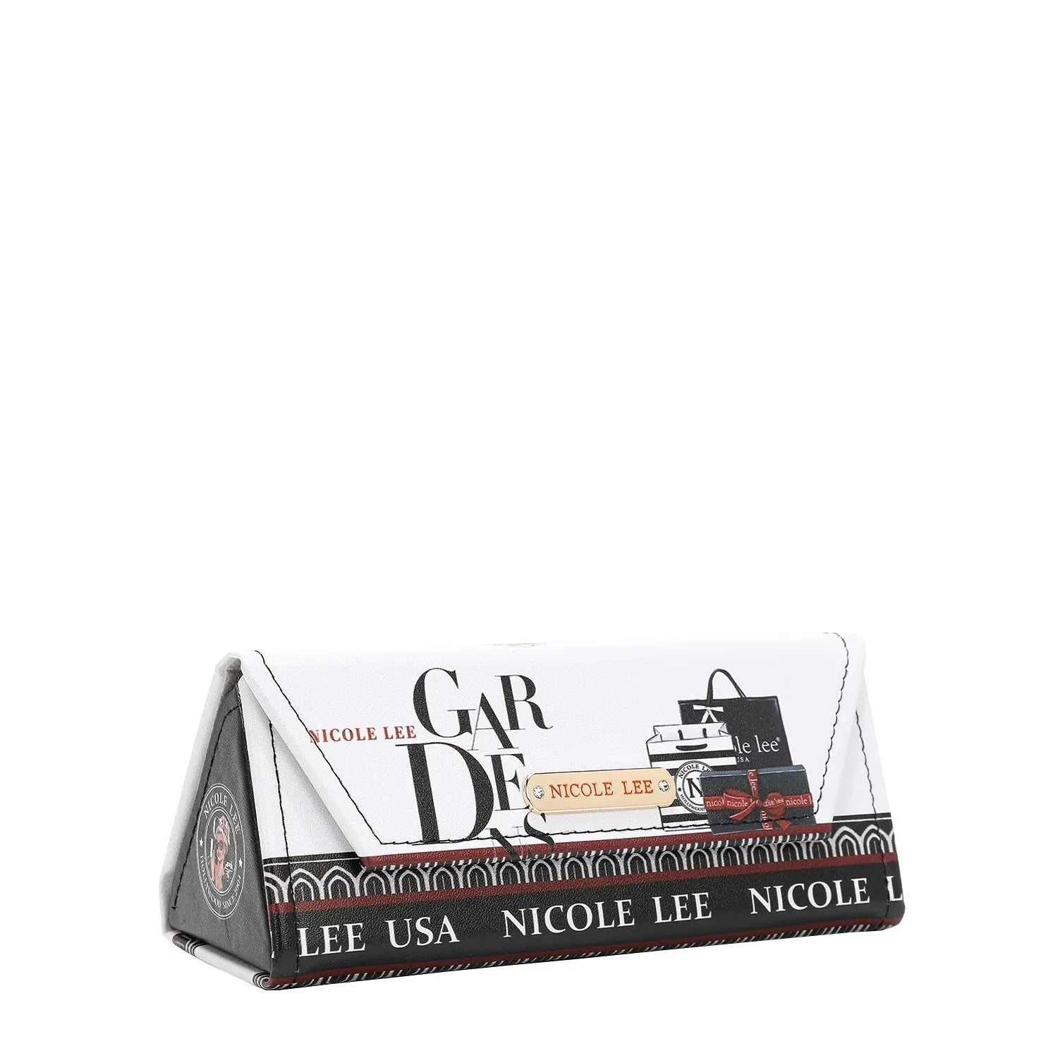 Nicole Lee product display stand with branding on a white background