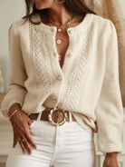 The Button Up Long Sleeve Cardigan is expertly designed for both comfort and versatility. Featuring a classic button closure and long sleeves, it provides adaptable layering perfect for varying temperatures. Its clean lines and tailored fit make it suitable for professional settings or casual wear, ensuring a polished appearance with practical warmth.