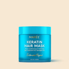 Single turquoise MAREE Keratin Hair Mask jar, 10 fl oz, on a cream background.