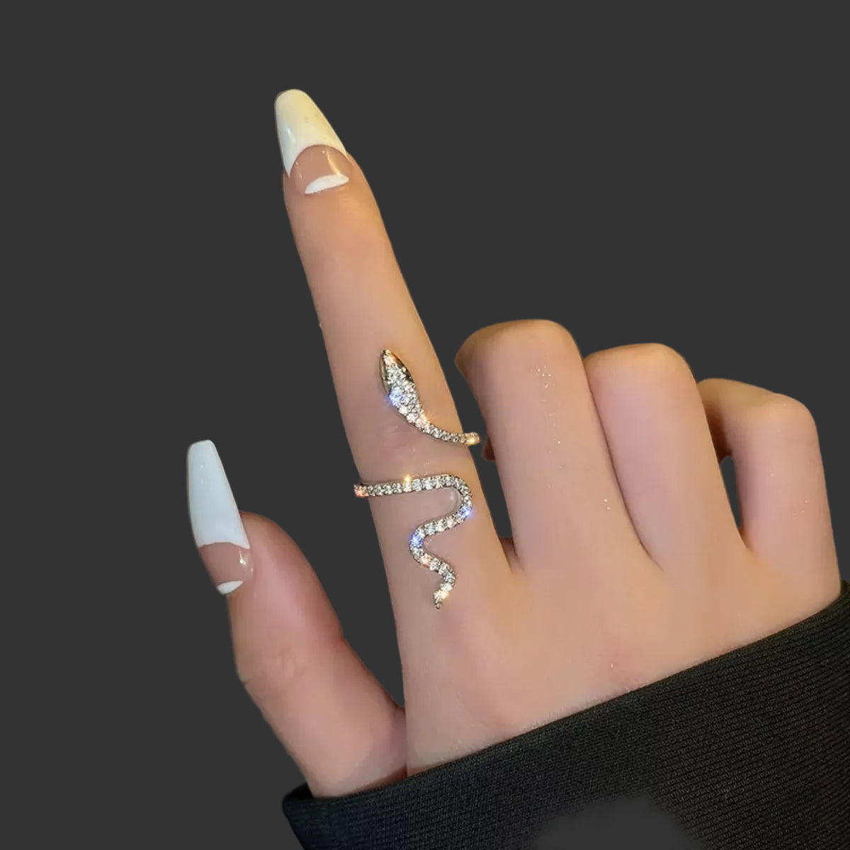 Serpentine Whisper wrap ring in 925 sterling silver with zircon stones - Cruisin Essentials.