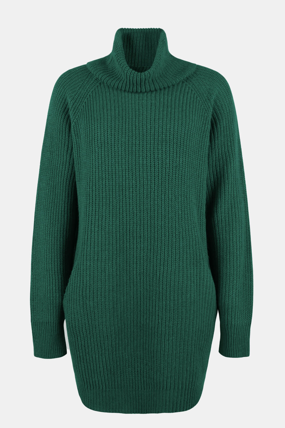 Black Forest turtleneck sweater dress with pockets and long sleeves.