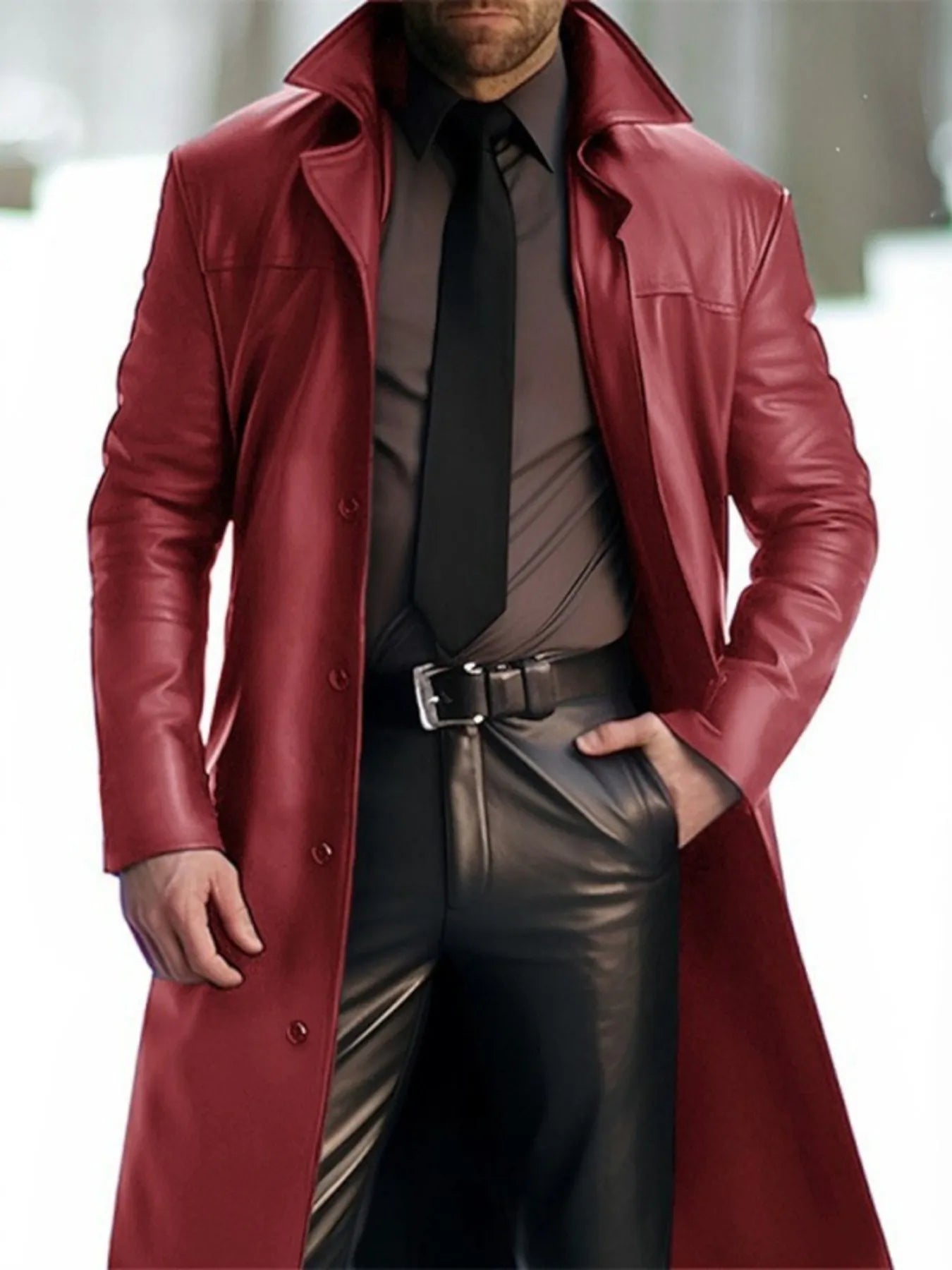 This long-length men's jacket combines a full-size button-up front with a wide collar for a classic and comfortable design. Available in standard and plus sizes, it delivers a tailored fit that accommodates diverse body types. Built for durability and ease, this jacket is perfect for layering in cooler weather, ensuring a polished and refined appearance.
