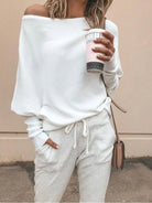 This Full Size One-Shoulder Ribbed Sweater hugs your curves with cozy ribbed fabric and a fun one-shoulder style. Perfect alone or layered, it adds playful comfort to your wardrobe. Available in sizes Small to 3XL. Machine wash cold, tumble dry low.