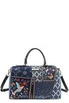 Embrace bold style with the USA Bosque De Amor Denim Boston Bag, designed for the modern boho-chic individual. Crafted from durable denim, this bag offers ample space for essentials while infusing your look with a mystical, artistic flair. Its distinctive design makes it an ideal companion for those who express confidence and a free-spirited lifestyle through their accessories.